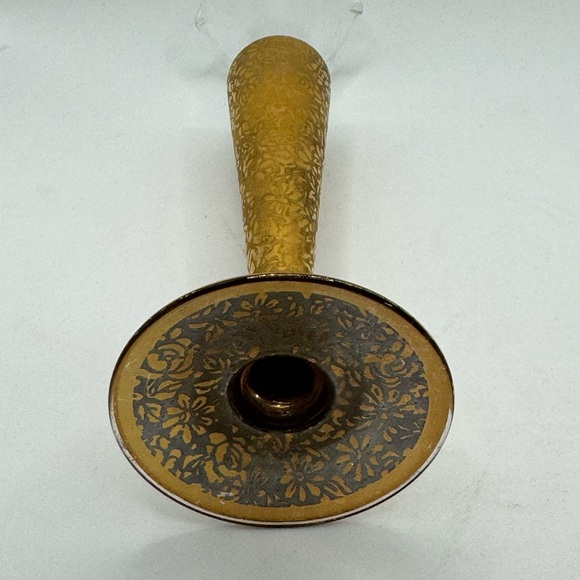 Mid Century Ransgil Crystal 22K Gold Encrusted Floral Overlay Bud Vase - Picture 4 of 4